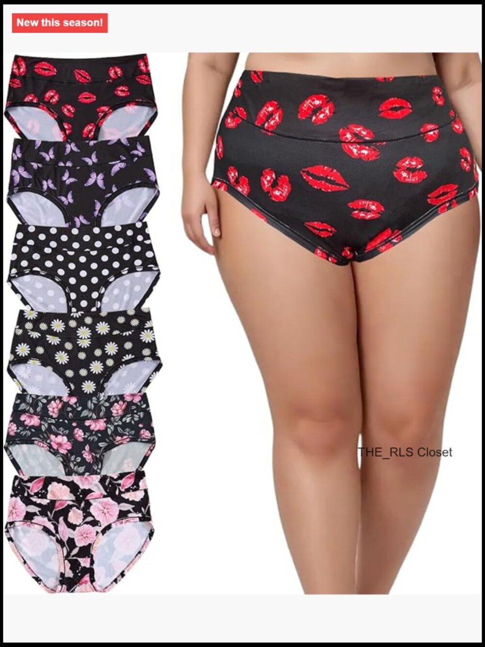 Plus Size High Waist Briefs Panties 6 Pack Floral Women's Underwear